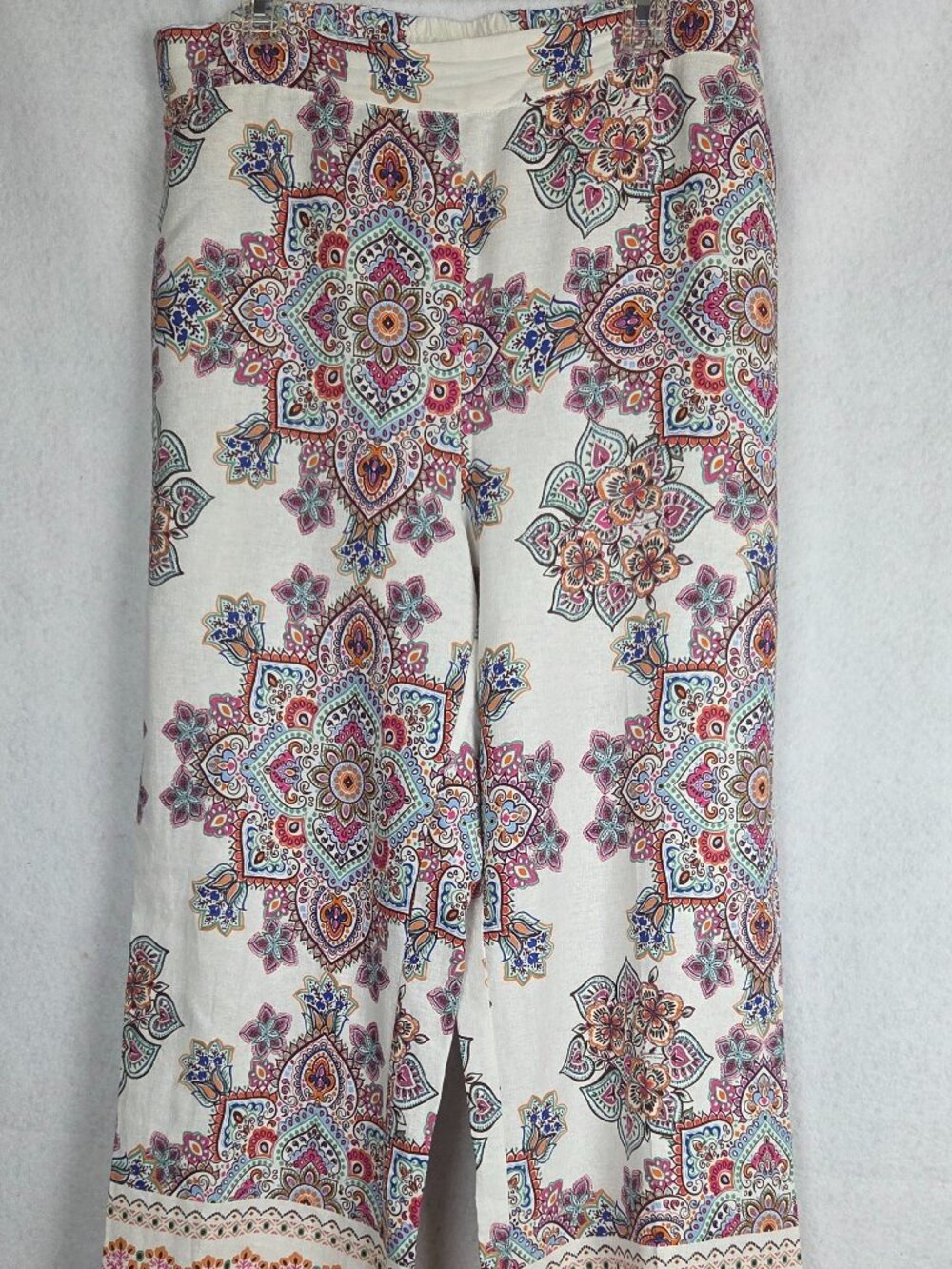 Rachel Zoe Wide Leg Pants Paisley Print Linen Blend Size L